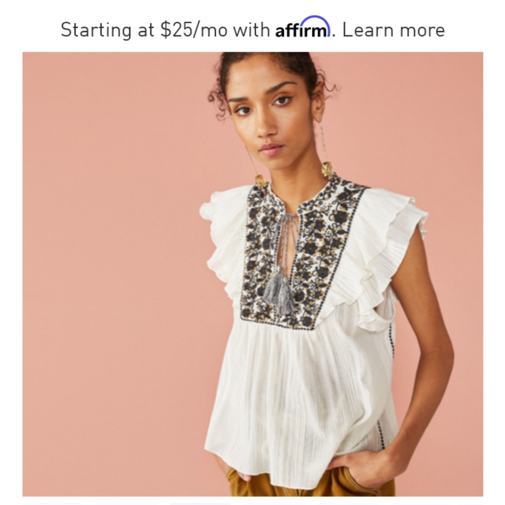 Ulla Johnson embroidered sequin Ruffle blouse